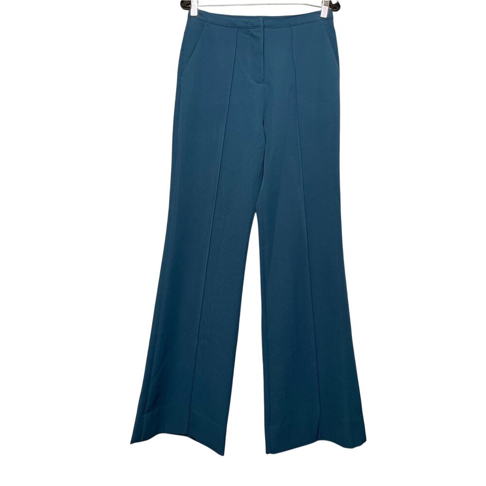 Josie Natori NWT Wide Leg Stretch Crepe Trousers Teal Blue Women’s Size 6